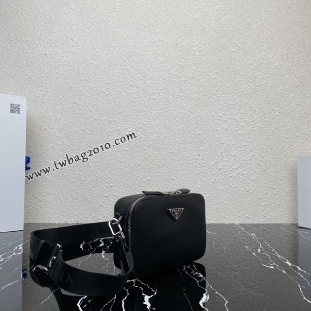 Prada專櫃新款相機包2VH070 普拉達新盒子造型相機包黑色皮革斜挎包 csp1732